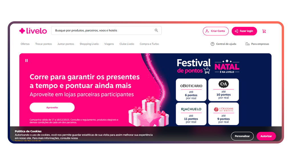 Acumular pontos com compras online