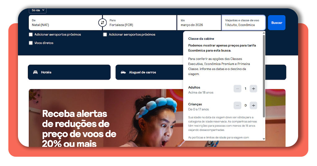 Assentos não vendidos