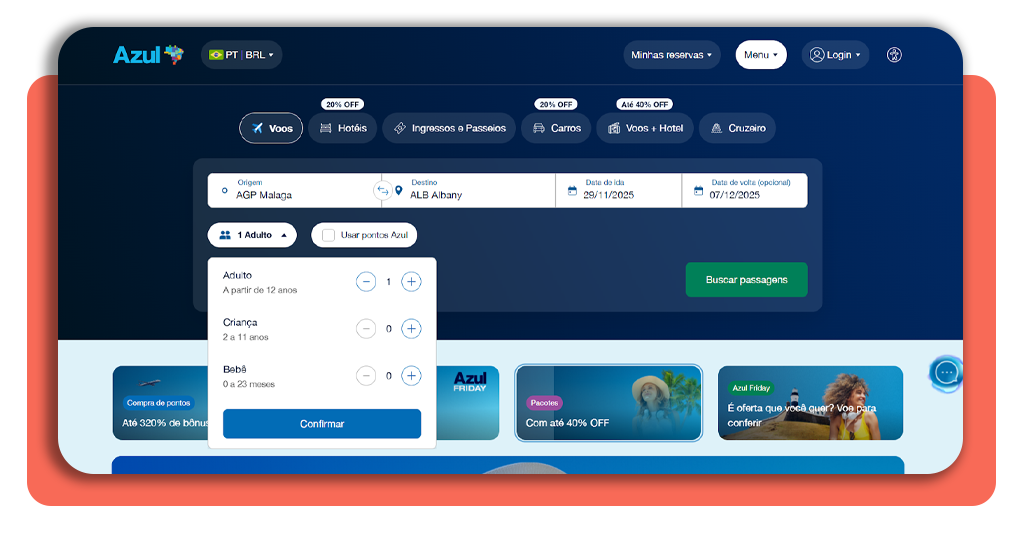 Ofertas Azul Linhas Aéreas