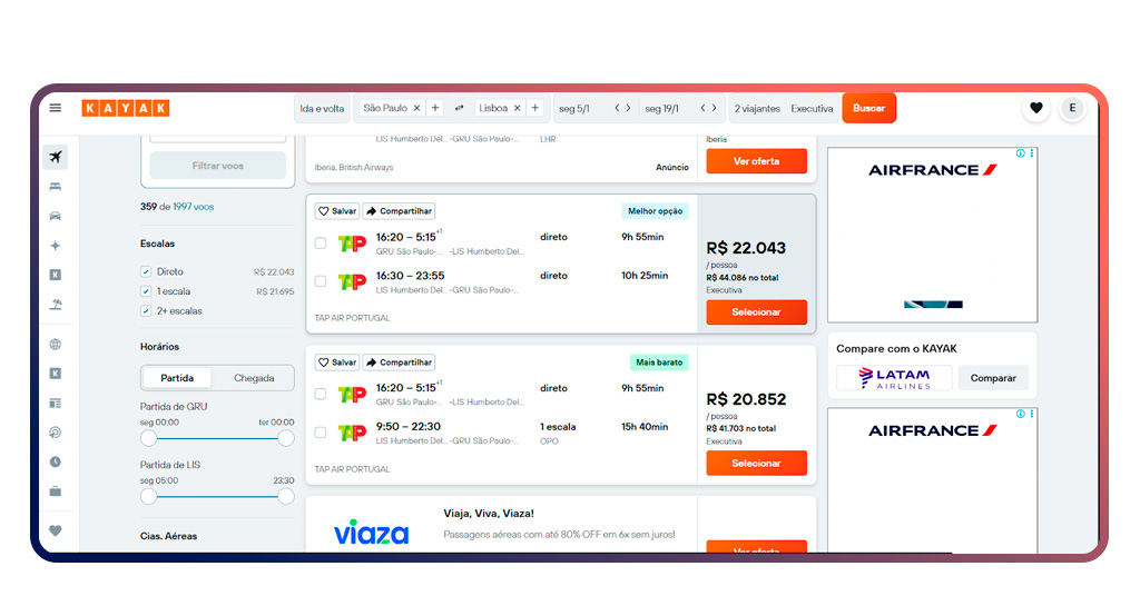 Passagens executivas baratas