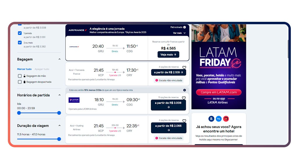 Passagens relâmpago para a Europa