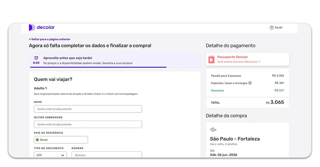 Pacote completo para Fortaleza