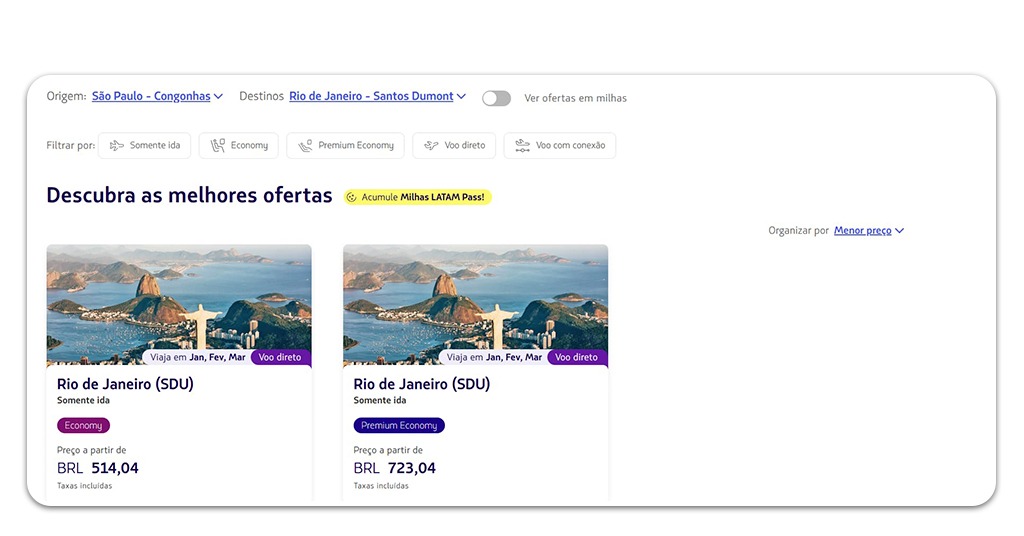 Passagens aéreas para o Rio de Janeiro