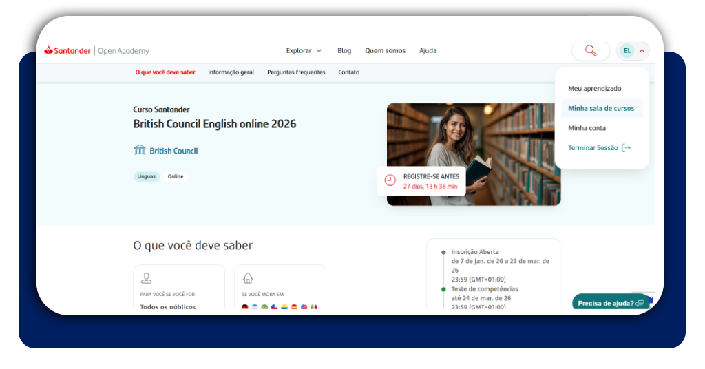 Curso gratuito de inglês