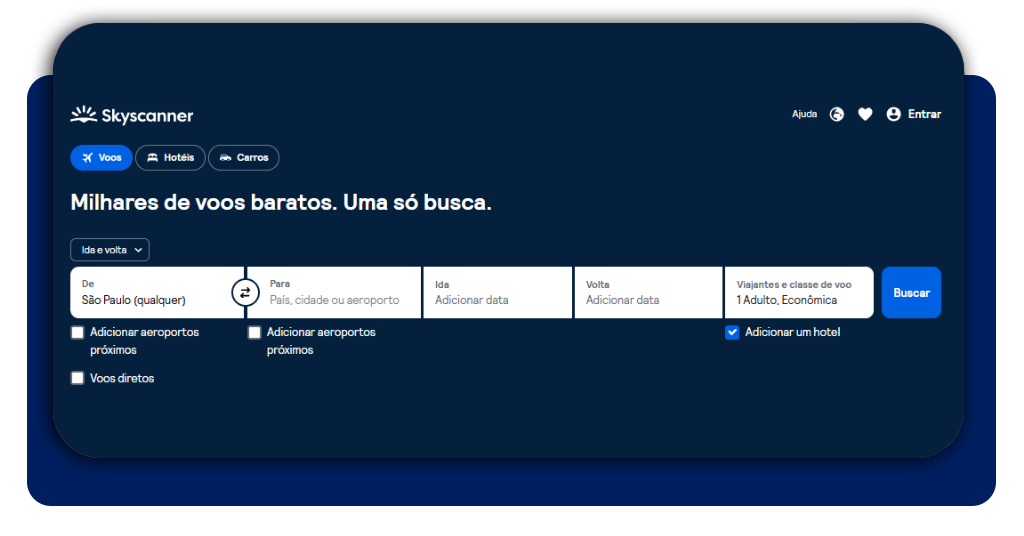 Passagens baratas na madrugada