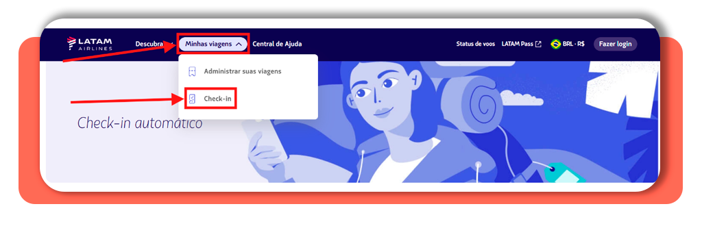 Check-in online pelo celular