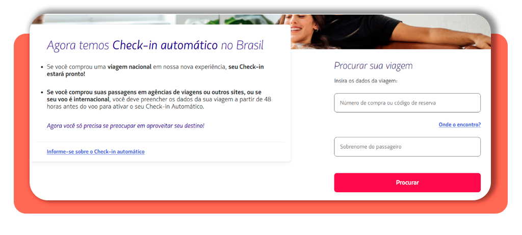 Check-in online pelo celular