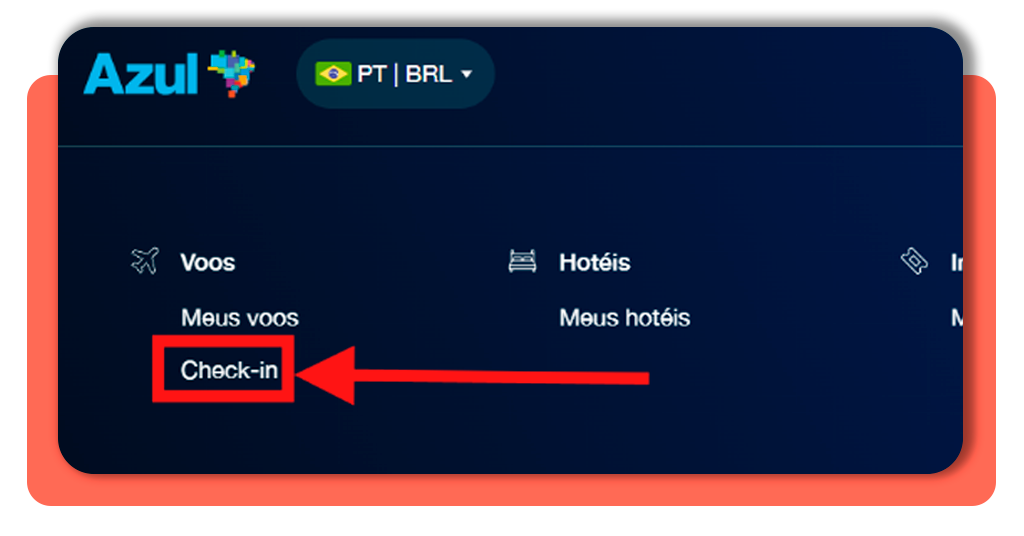 Check-in online pelo celular