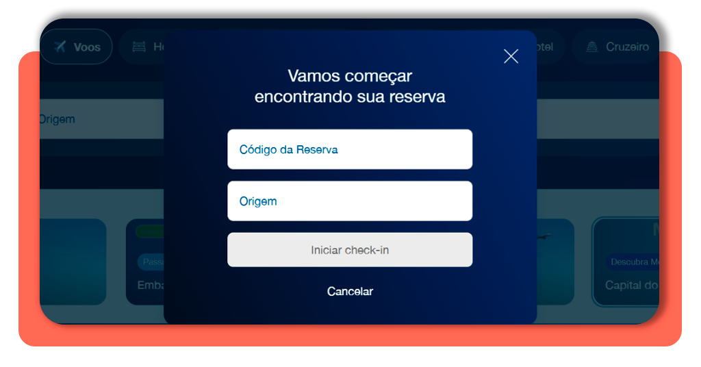 Check-in online pelo celular