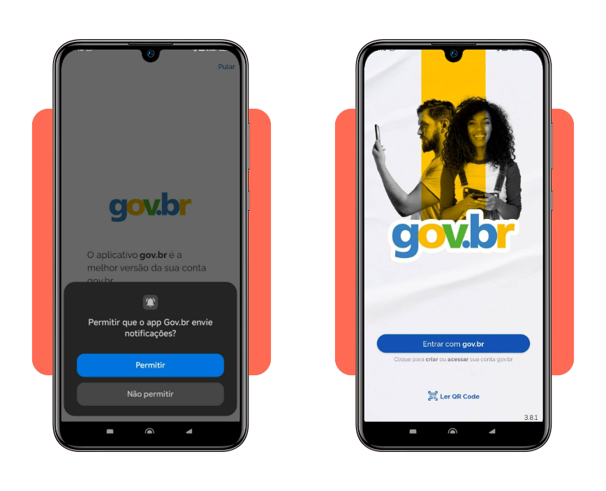 Tela de autorização de notificações no app Gov.br