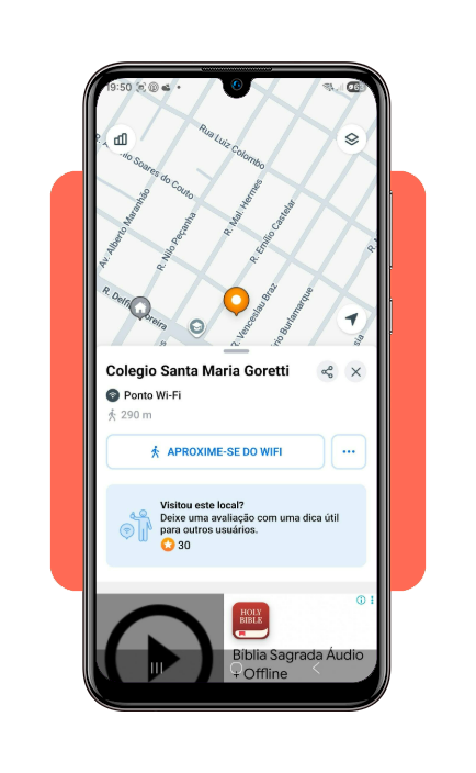 Tela de conexão do WiFi Map mostrando detalhes da rede selecionada