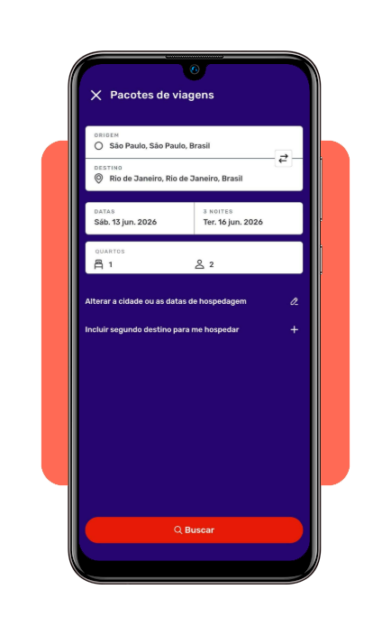 Passo 2: selecione o destino no app Decolar