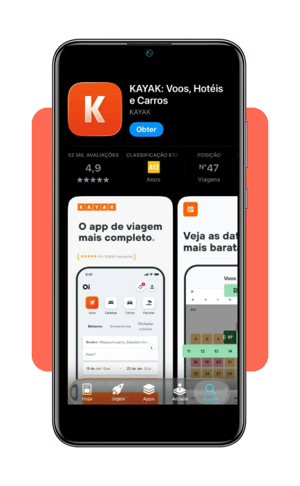 Como baixar o app KAYAK para buscar pousadas baratas