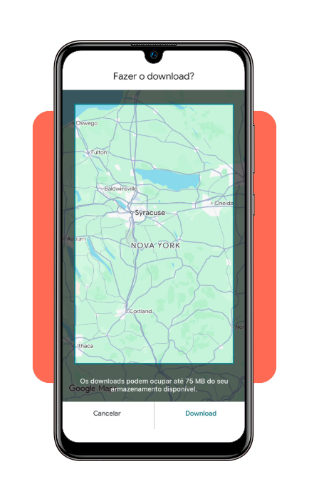 Seleção de área para download offline no Google Maps