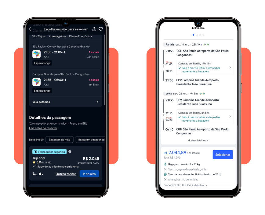 Comparação de preços de voos no Skyscanner
