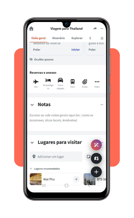 Fazendo anotações de viagem no Wanderlog