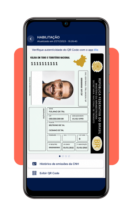 Tela de visualização e download da CNH Digital no aplicativo CNH do Brasil