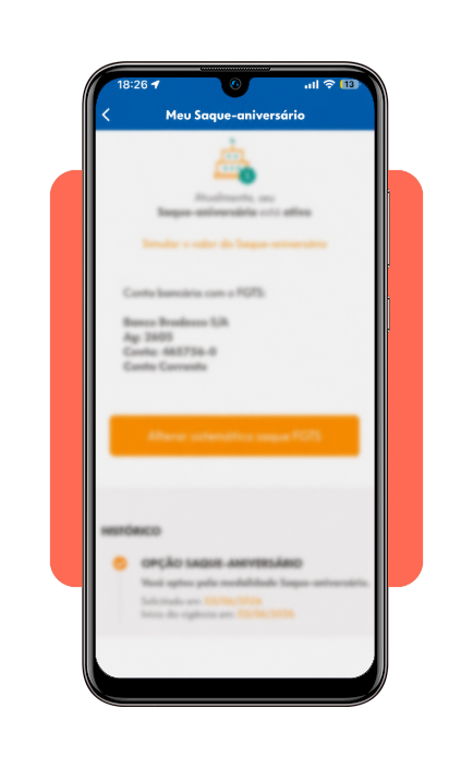 Tela de antecipação do saque-aniversário no app FGTS