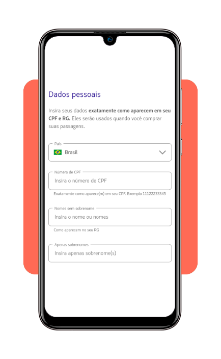 Passo 3 do cadastro no Latam Pass - preencha dados e confirme o e-mail